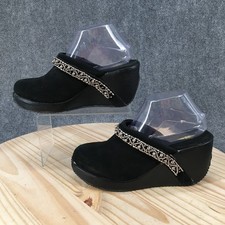Volatile Shoes Womens 9 Platform Mule Clogs Closed Toe Wedge Heels Leather Black