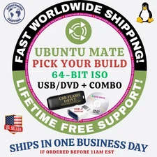 UBUNTU MATE LINUX - ALL VERSIONS - USB/DVD COMBOS - NOBLE NUMBAT - PLUCKY PUFFIN