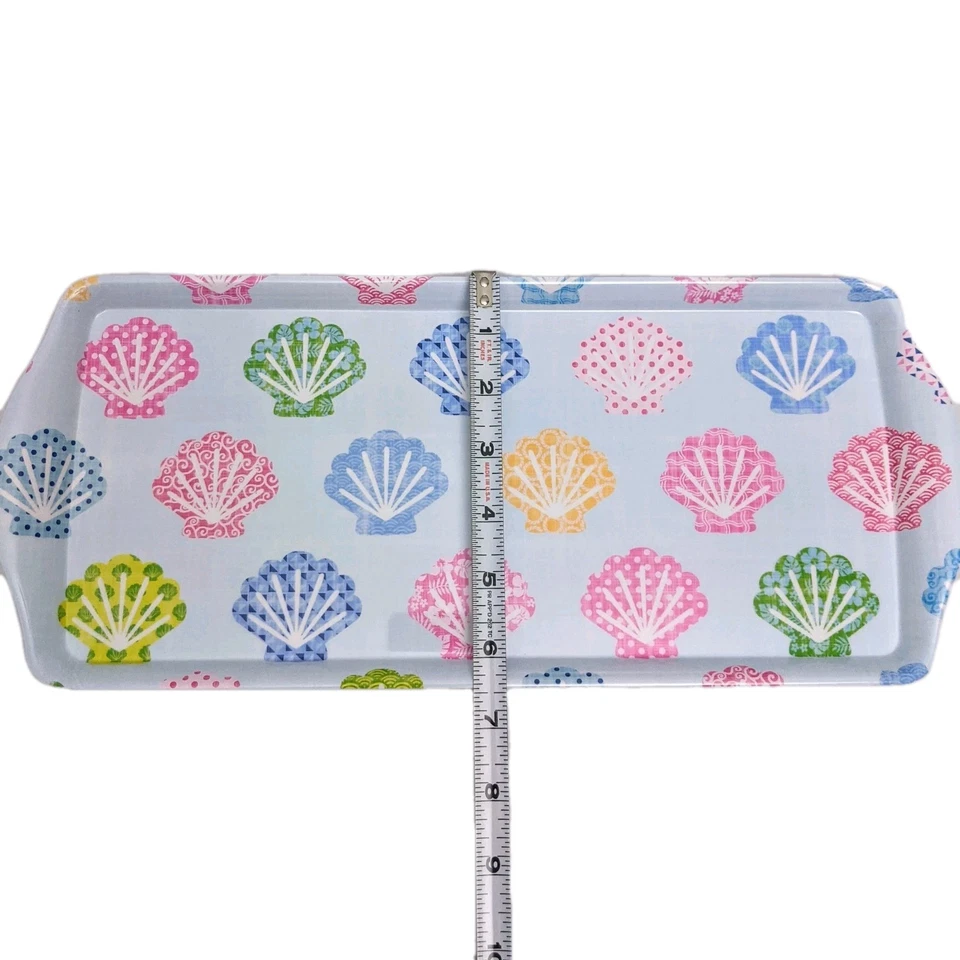 Juego de 13 bandejas de placas de melamina Cynthia Rowley azul claro Sea Shell Kensie Plate Foto 3 de 4