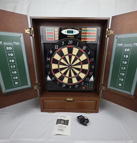 Halex Fusion 5400 Electronic Dartboard Cabinet Set Tested w/ Adapter & Manual