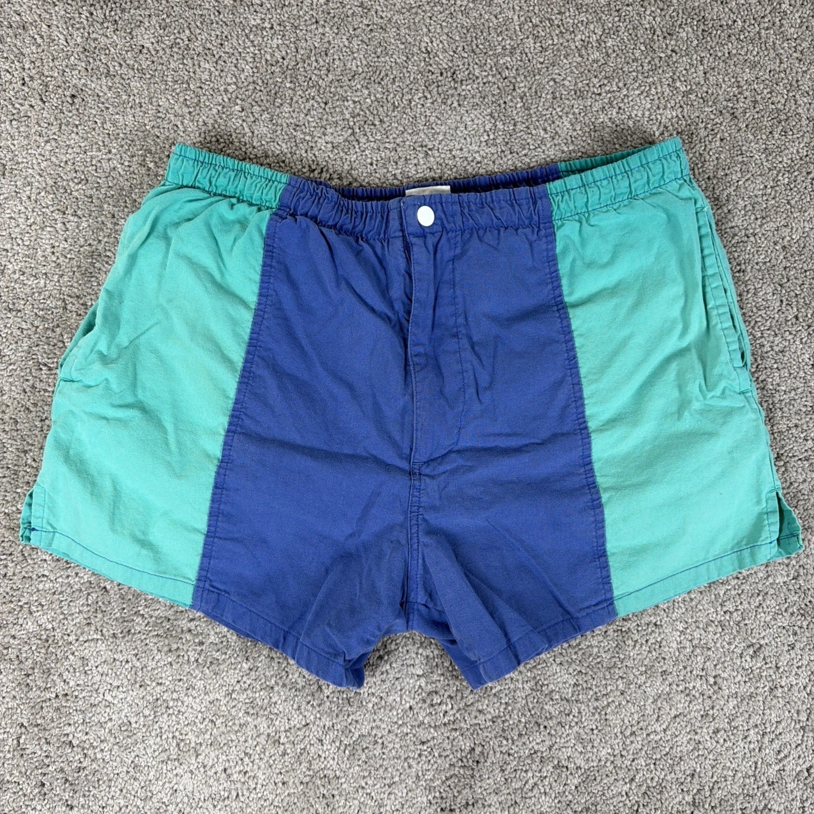 Vtg Starting Point Shorts Men M 34-36 Teal Blue Lined Pull On Chino Yacht Club