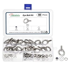 Shoulder Eye Bolt with Spring Washers, Flat Washers, Lock Nuts (M5x12mm) 20Set