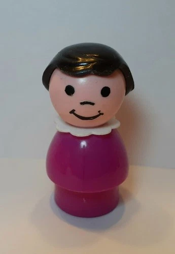 Vintage Fisher Price Little People Magenta Body Black Hair Girl - Whoops HTF