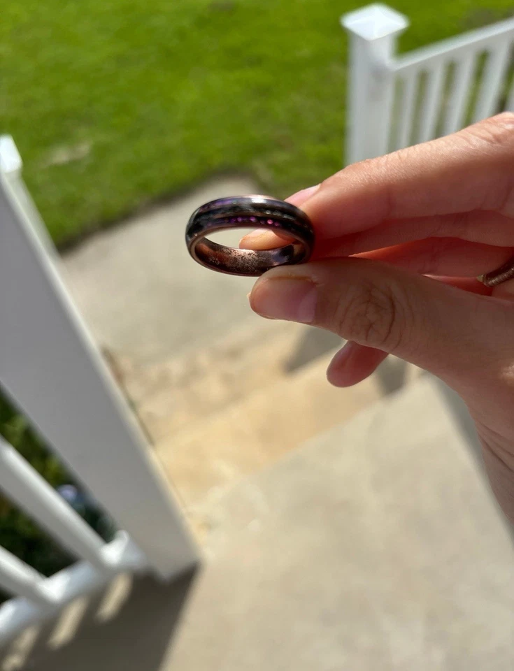 Meteorite/ opal/ rose gold, made with Gibeon meteorite, it’s a multi color ring! - Image 3 of 4