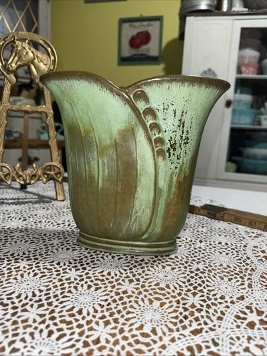 Frankoma Plainsman Green vase 74 Vintage 1948 Prairie Green