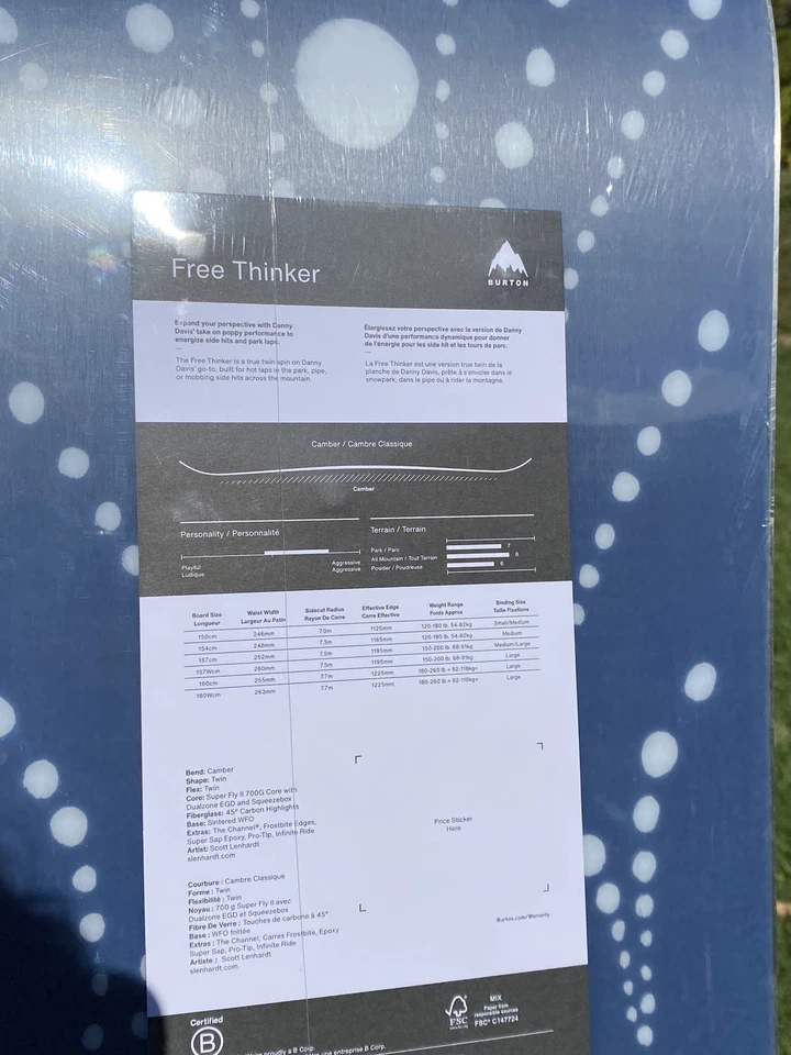 Burton Free Thinker 157 Wide 2024 nuevo como nuevo Foto 3 de 4
