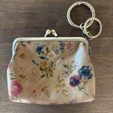 Patricia Nash Praire Rose Floral Kiss Lock Coin Wallett w/Key Chain NWOT