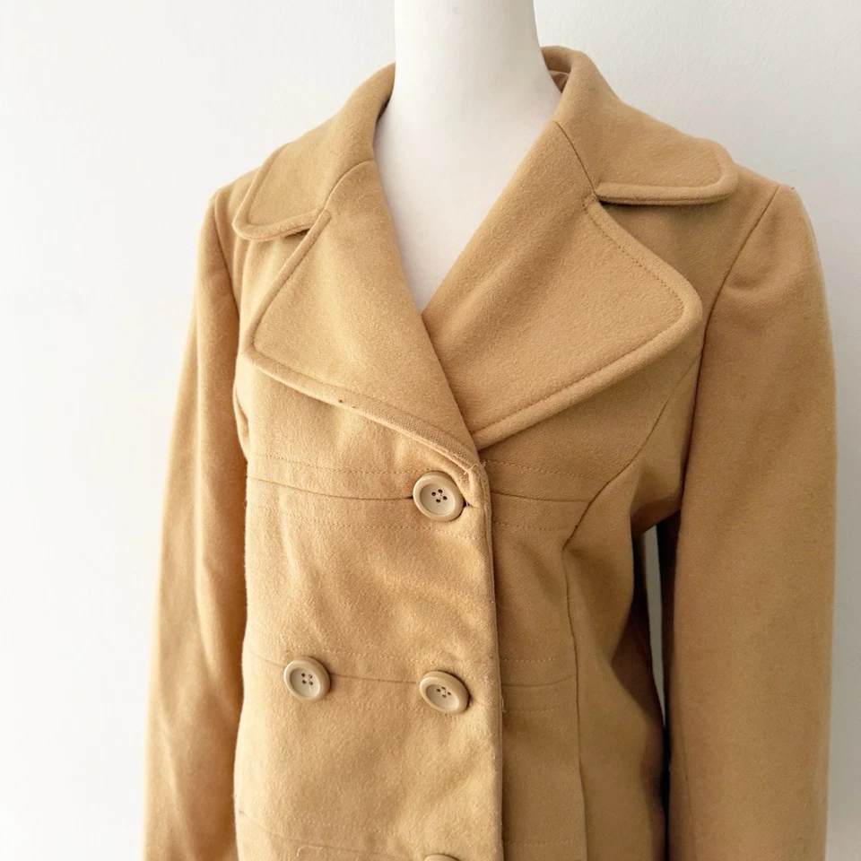 Abrigo Gap Mujer Lana Guisante Mediano Clásico Pescador Costero Preppy Capa Minimalista Foto 2 de 4