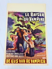 1963 Kiss Of The Vampire Original 14x21” Belgian Movie Poster Hammer Film