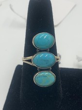 Sterling Silver Turquoise 3x N/S Oval Bezel-set Southwestern Native Ring