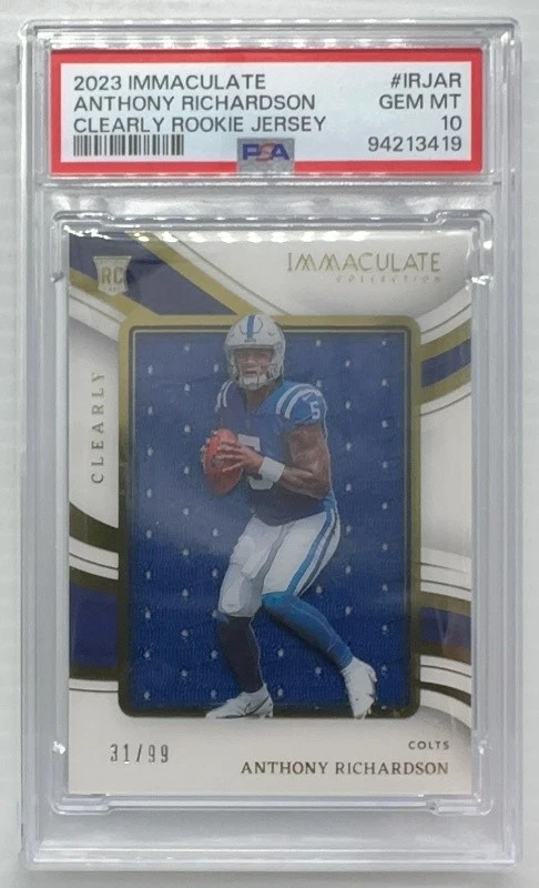 Anthony Richardson Panini Immaculate Collection Clearly Immaculate Rookie Jerseys #IRJAR Base