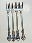 4x Lot Wild Rose International Sterling Silver 5 5/8” 18g Cocktail Seafood Forks