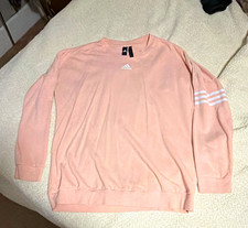 adidas Essentials Women's Pink Crewneck Logo Pullover Sweatshirt Size m