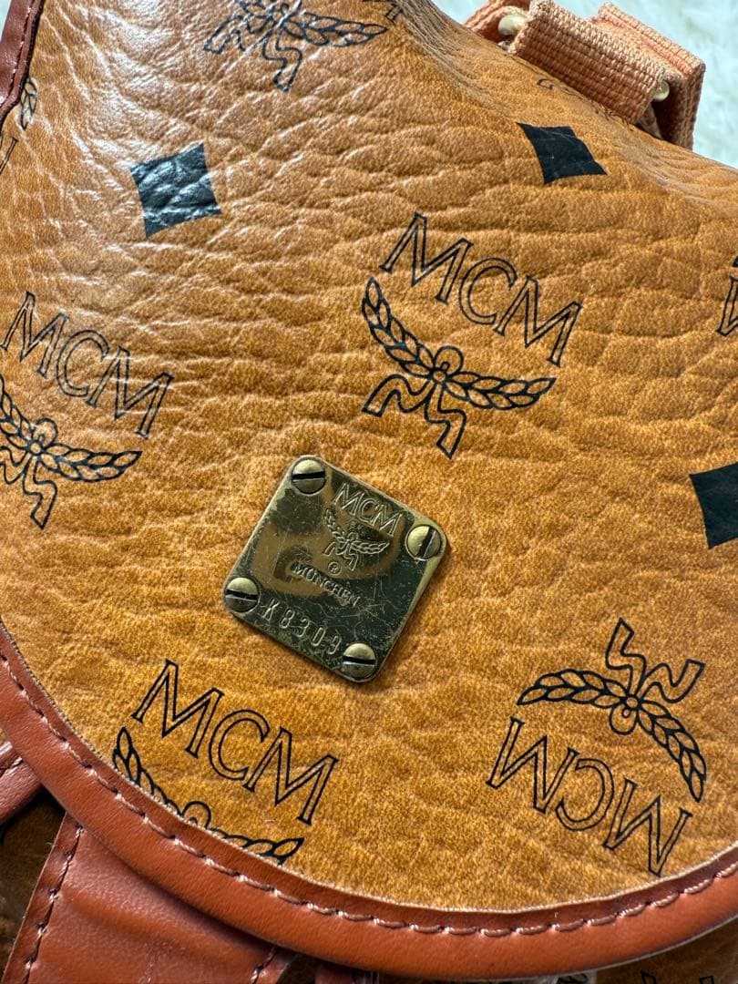 MCM Brown Logo Mini Drawstring Backpack, Slight W… - image 2