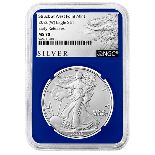 2026 (W) $1 1-oz American Silver Eagle NGC MS70 ER ALS Label Blue Core