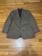 Croft Barrow Mens Sport Coat 2 Button Blazer Jacket Size 46L Brown Lambswool