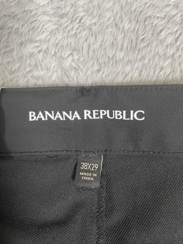 Banana Republic Pants Mens 38x29 Black Flat Front Stretch Dress Trousers Modern - Picture 11 of 12