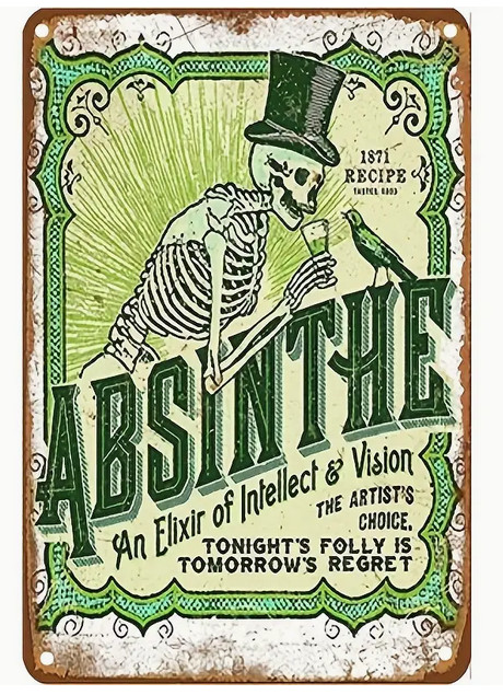 Absinth, Hausbar, Nostalgie, Humor, Blechschild, 30cm x 20cm, NEU