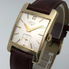OH serviced, Vintage LONGINES 14K SOLID GOLD Rectangular Small seconds #1954