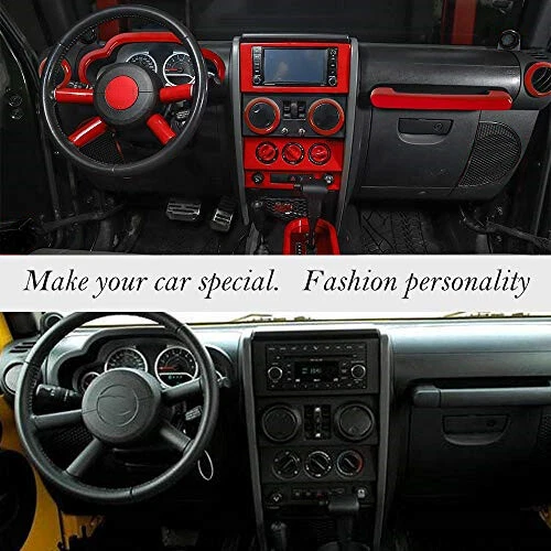 29pcs/set Interior Decoration Cover Trim Panel Kit For Jeep Wrangler JK 2007-10 Foto 3 de 4