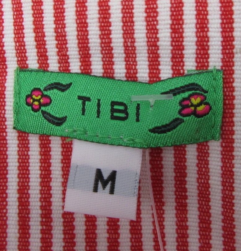 Blazer corto Tibi para mujer rojo/blanco a rayas manga 3/4 con cinturón talla mediana  Foto 4 de 4