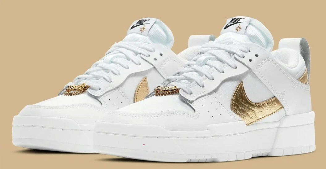 Nike Dunk Low Disrupt White Metallic Gold DD9676-100 Womens Size 6.5 | eBay