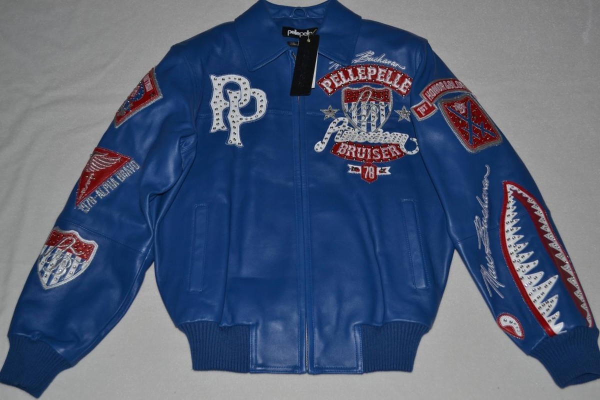 Pelle Pelle Men's LEATHER Jacket BLUE ANNIVERSARY AMERICAN BRUISER