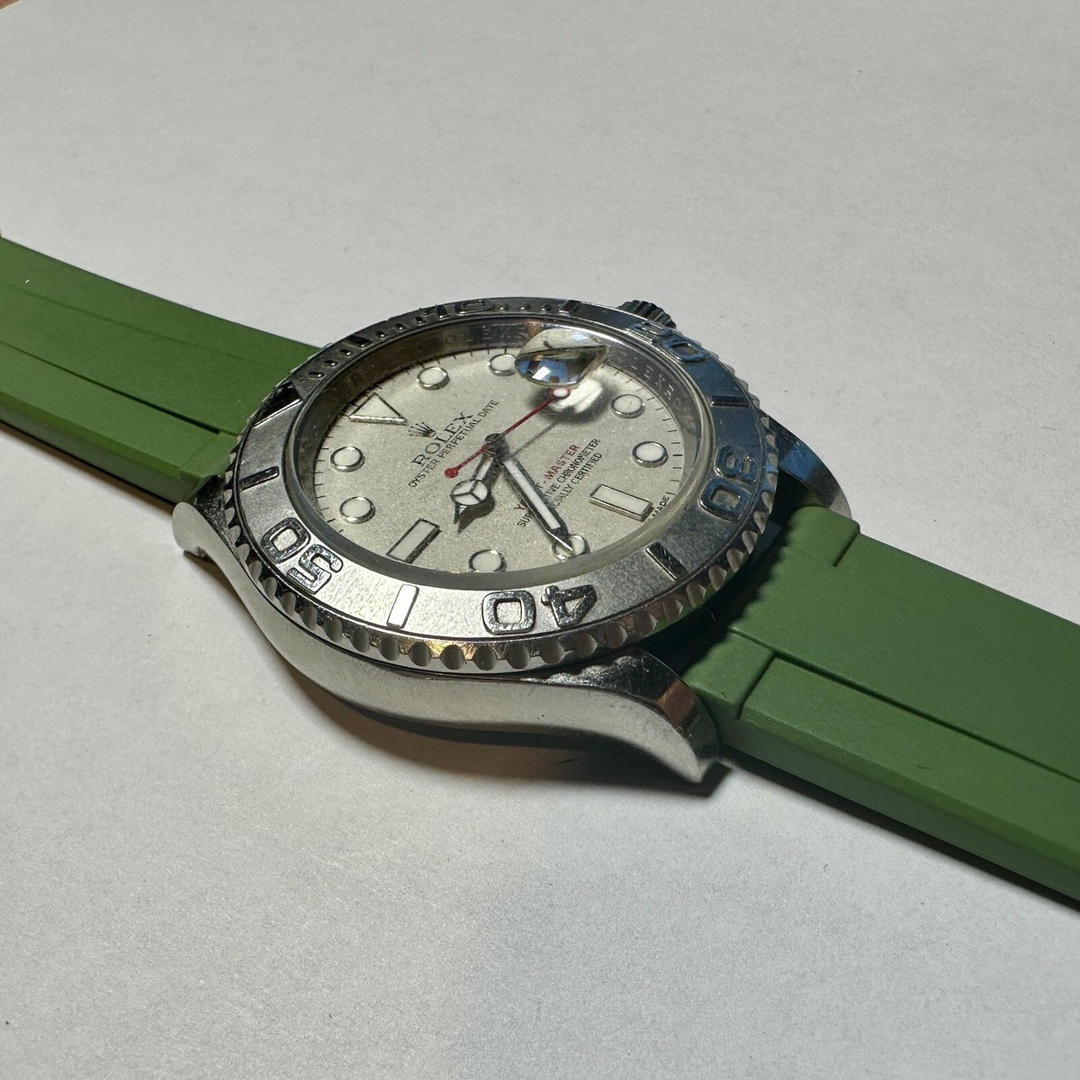 20mm GREEN Vulcanized Caoutchouc rubber Strap Straight ROLEX YACHT