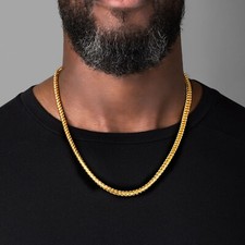 2.5mm Franco in solid 18k Yellow Gold with Engraved Detailing Bold Men's Chain