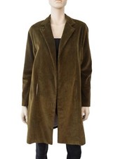 La Prestic Ouiston Open Front Army Green Corduroy Coat Jacket Size 2 Med