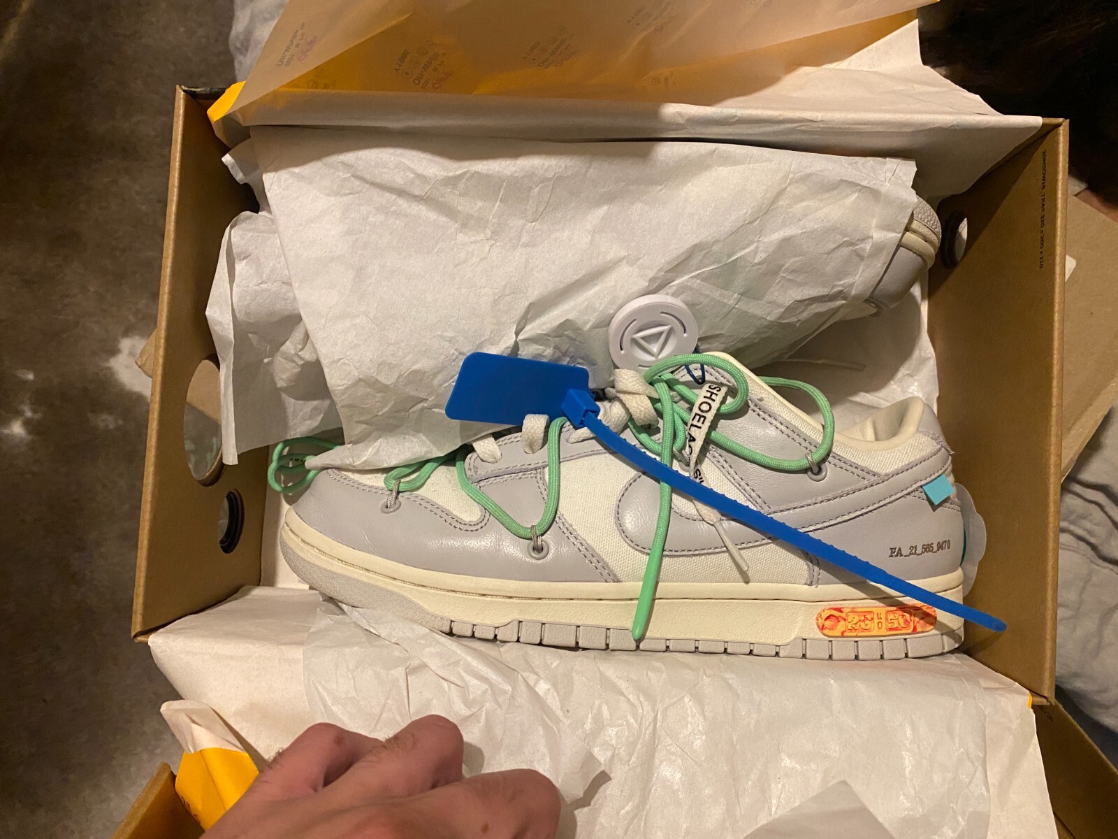 OFF WHITE X NIKE Nike x OFF WHITE Dunk Virgil Abloh Lotto 26 Nuove Rare UK 8 US 9 Sail