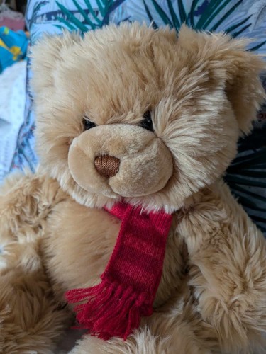 Keel Toys Brown Teddy Bear With Red Scarf Plush Soft Toy 12" - Picture 2 of 10