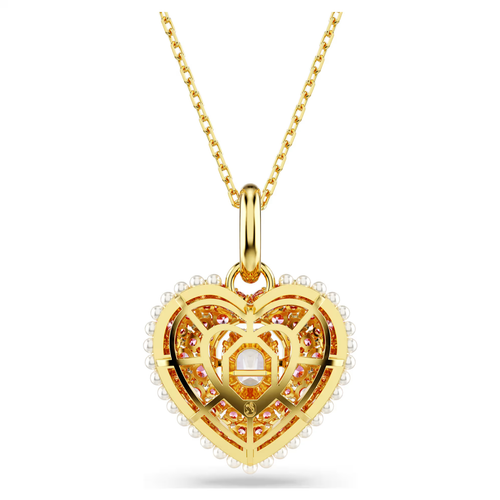 Idyllia pendant Octagon cut, Crystal pearls, Heart, Pink, Gold-tone plated 56807 - Picture 2 of 5