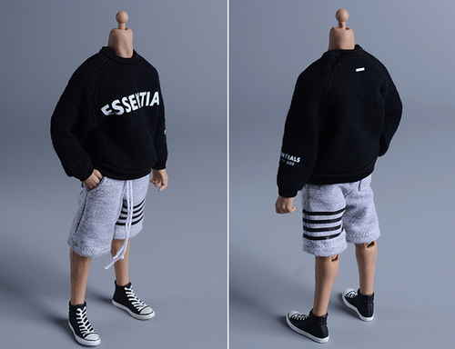 1/12 Scale Soldiers Clothes Accessories Sports Round Collar Fleece Shorts Model - Picture 3 of 10