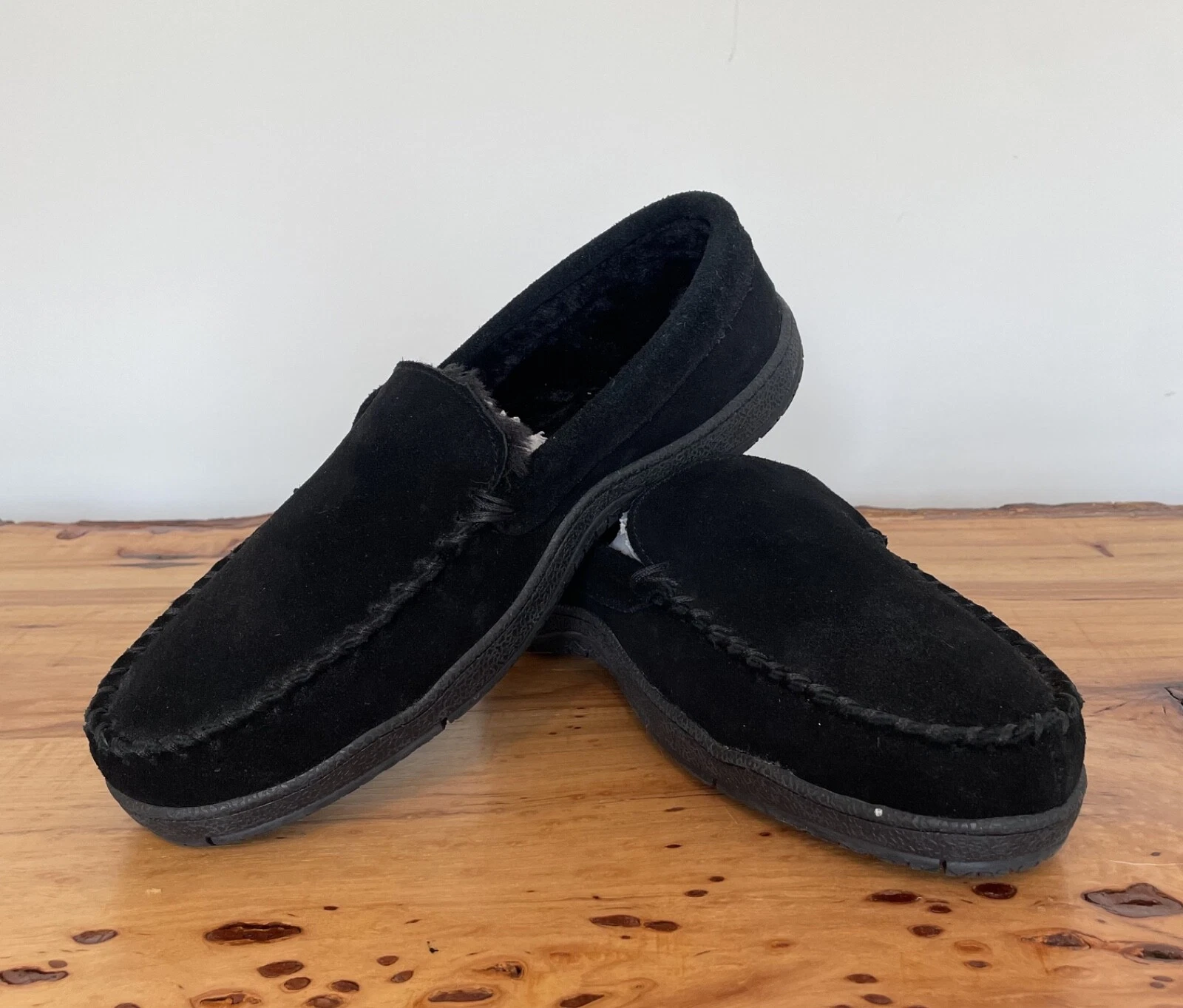 Mocassino mocassino Clarks veneziano nero scamosciato foderato pelliccia taglia 10M