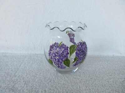 VINTAGE+LOVELY + HAND PAINTED FLOWERS AND SIGNED BY ARTIST GLASS VASE~~LOT#2!
