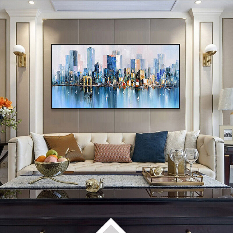 Modern city oil painting-framed-100% hand-painted canvas art(MC-01)-large size