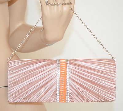 POCHETTE donna ROSA CIPRIA elegante BORSELLO CERIMONIA strass raso da sera  90X | eBay