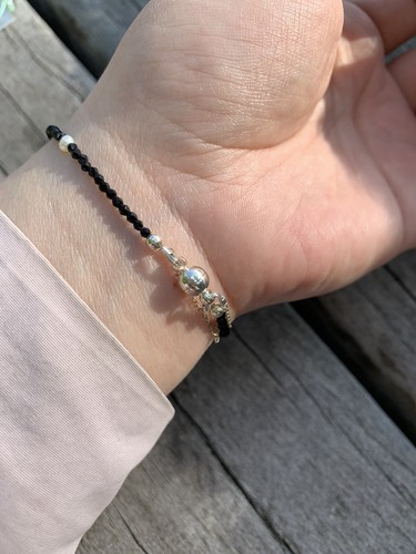 Natural 2mm Black Spinel Faceted Gemstone Beaded Bracelet Magnetic Very Fine - Picture 9 of 9