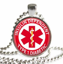Medical Alert Type 1 Diabetic Insulin Dependent Necklace or Key Chain