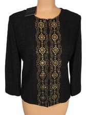 NWT ST. JOHN Knits Masika Sequined Knit Caviar Topper Jacket Blazer sz 10 1350