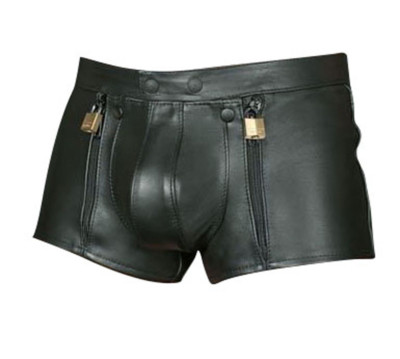 Men's Real Leather Chastity Shorts With 