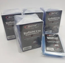 (100 Each) BCW Tobacco Toploaders and Sleeves Sized For Mini Cards, T206, A&G