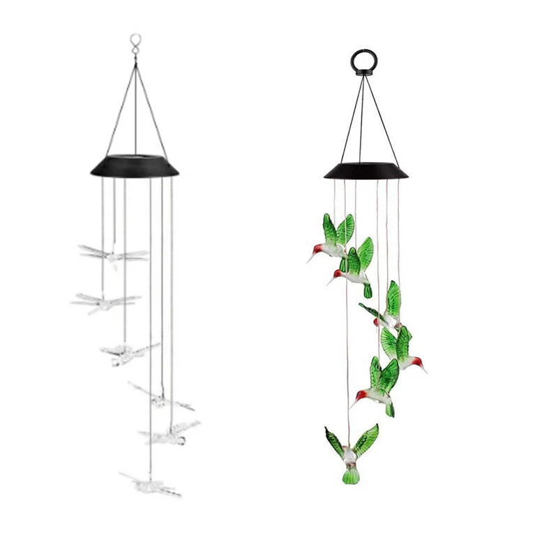 Wind Chimes Solar Powered LED Lights Changing Hanging Garden Yard Outdoor Decor - image 2 of 4