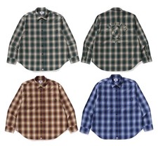 A BATHING APE Men's OMBRE CHECK COLLEGE RELAXED FIT SHIRT 1L30131005 b