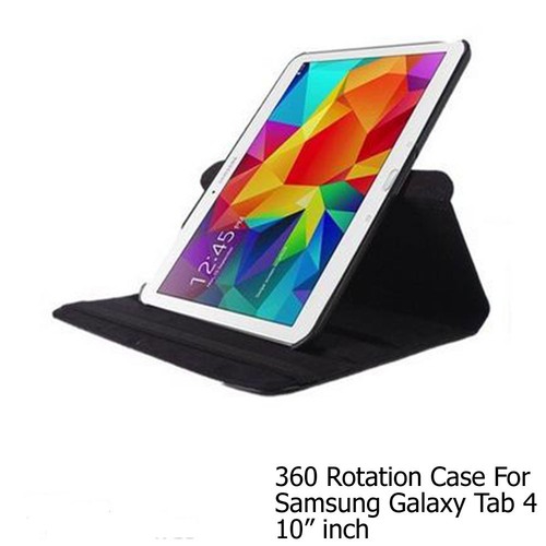 For Samsung Galaxy Tab 4 10.1" Screen Protector/ Black PU Leather Case Cover - Picture 3 of 12