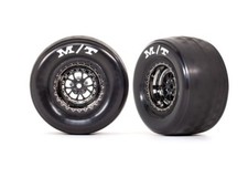 Traxxas 9475x Tires  wheels, assembled, glued weld black chrome  Rear 2 