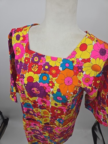 Vintage Design House Hippie 60s 70s Smock Dress, Flower Power Medium Boho - Picture 19 of 22