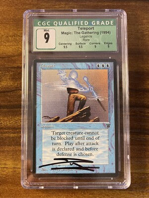 MTG Artist Signed TELEPORT Legends CGC QUAD 9 s++ MINT RARE 1994 D. Shuler Art