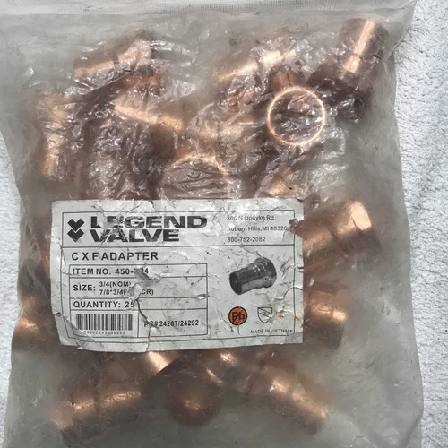 3/4" Copper Female Adapter - Bag Of 25 3/4 C Sweat x 3/4 In FNPT